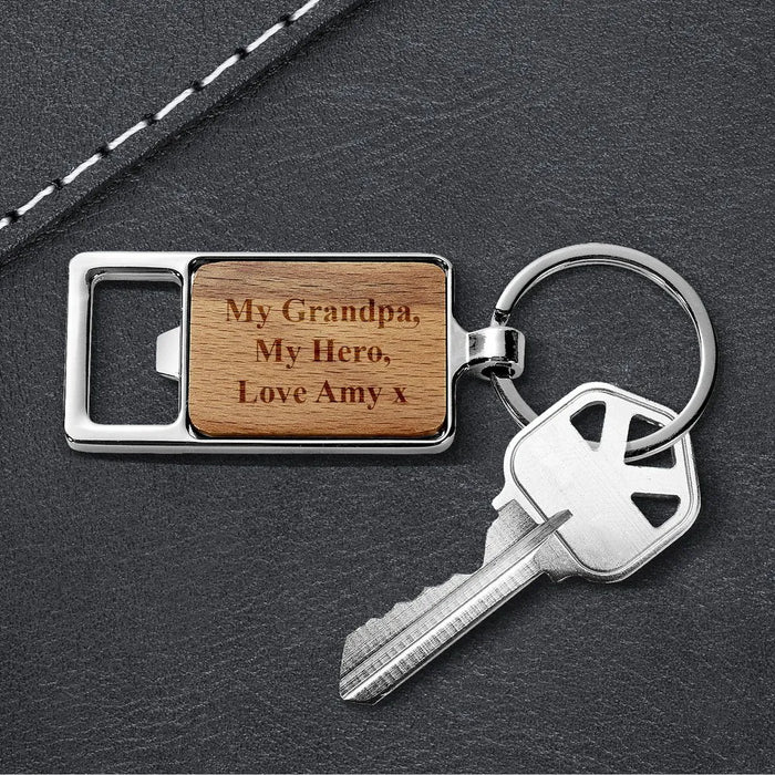 Grandpa Engraved Rectangle Metal Keyring