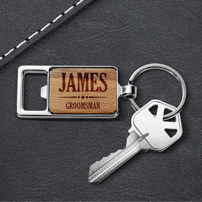 Groomsman Engraved Rectangle Metal Keyring