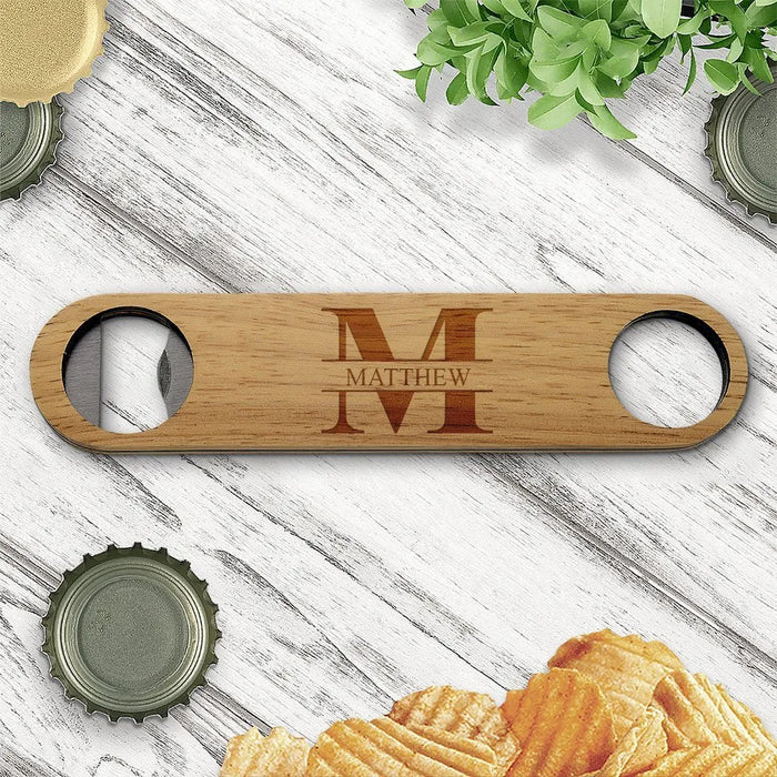 Monogram Engraved Wooden Bottle Opener