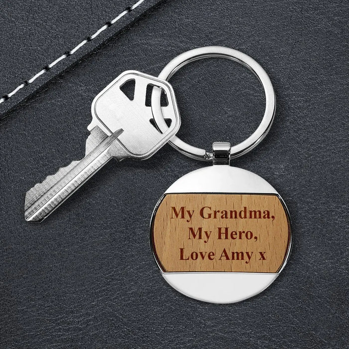 My Grandma Engraved Round Metal Keyring