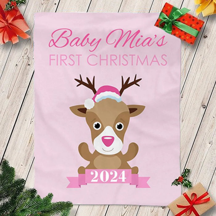 Pink First Christmas Blanket