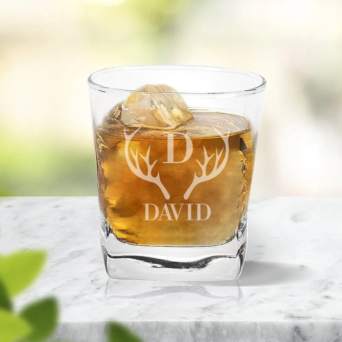 Antler Engraved Tumbler Glass