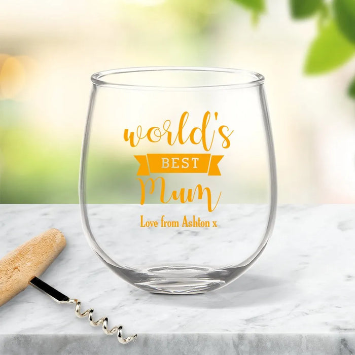 Best Mum Coloured Stemless Wine Glass