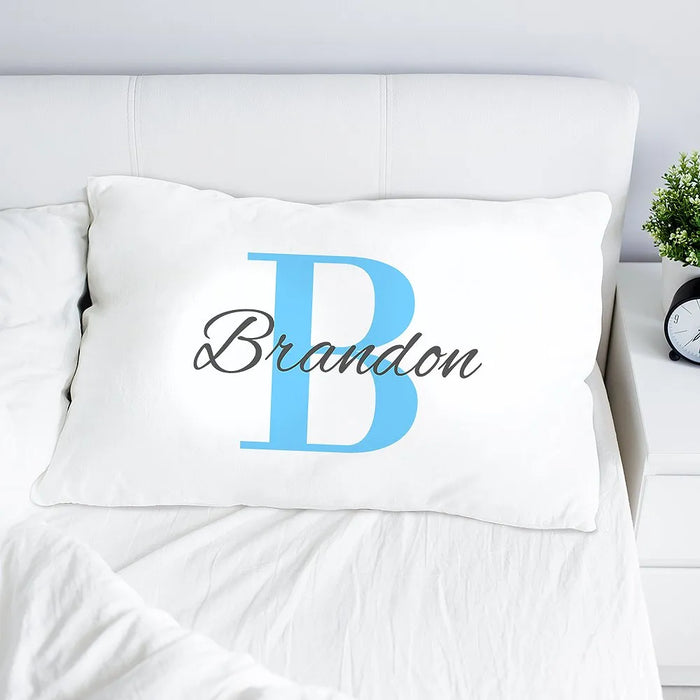 Blue Monogram Pillow Case