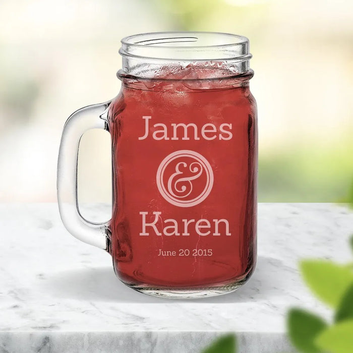 Couples Engraved Mason Jars