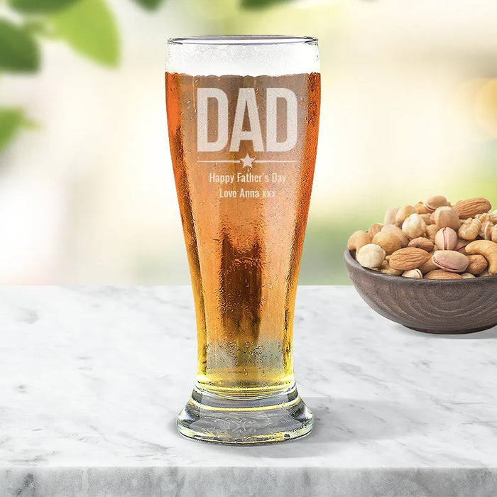 Dad Engraved Premium Beer Glass