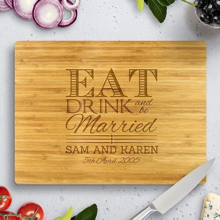 Eat Drink Bamboo Cutting Board