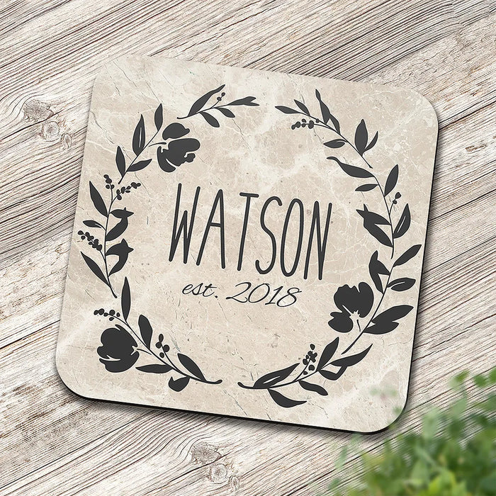 Flower Wreath Square Coaster