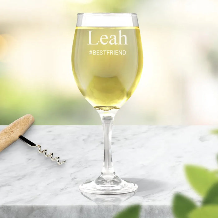 Hash Tag Engraved Wine Glass