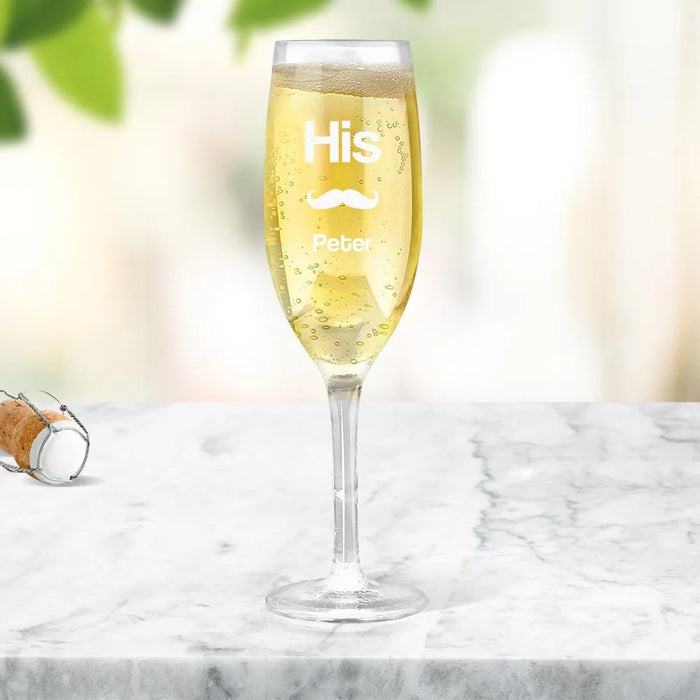 His Engraved Champagne Glass