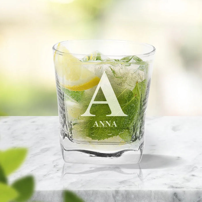 Letter Engraved Tumbler Glass