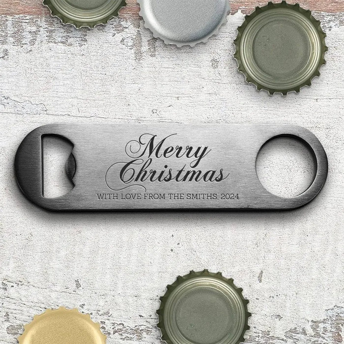 Merry Christmas Engraved Metal Bottle Opener