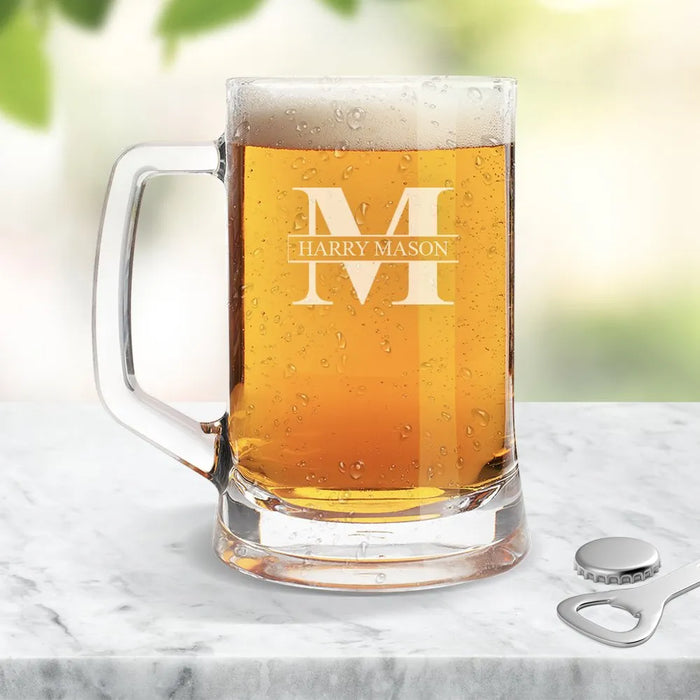 Monogram Glass Beer Mug