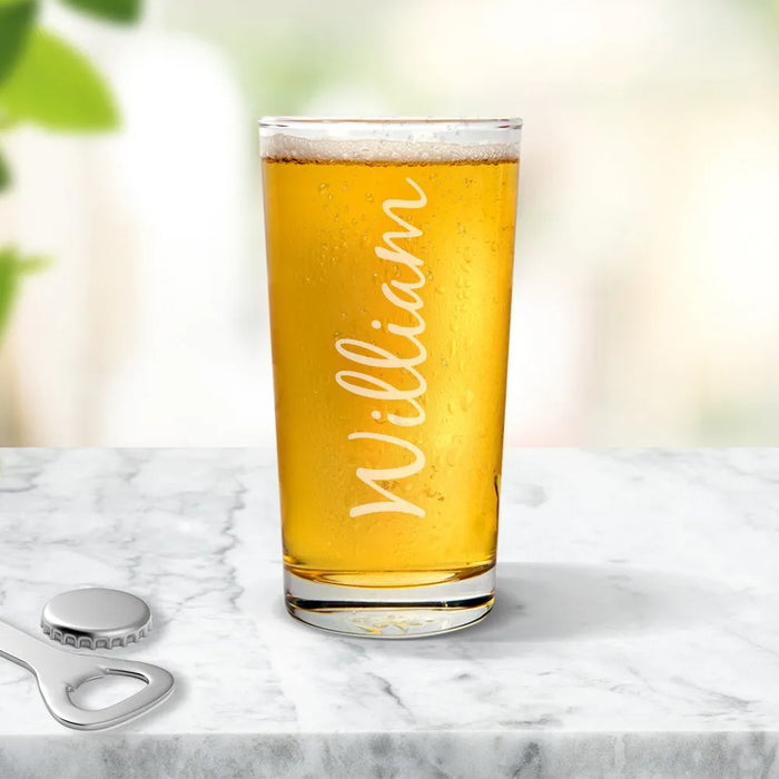 Name Vertical Engraved Pint Glass