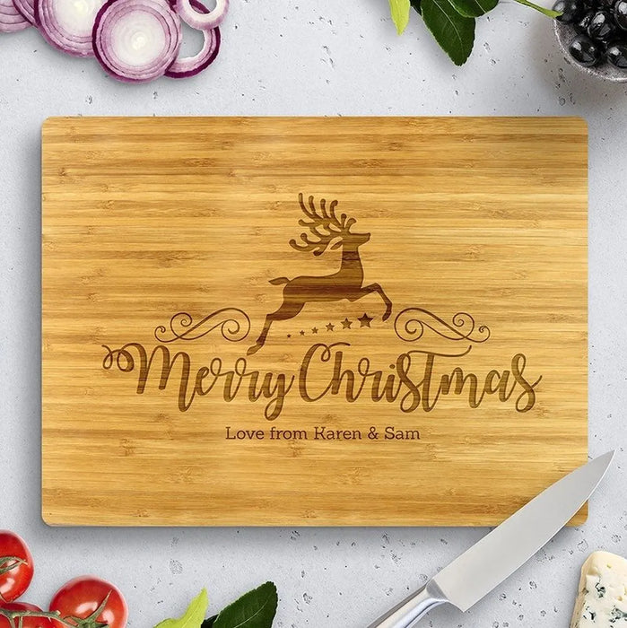 Reindeer Christmas Bamboo Cutting Board