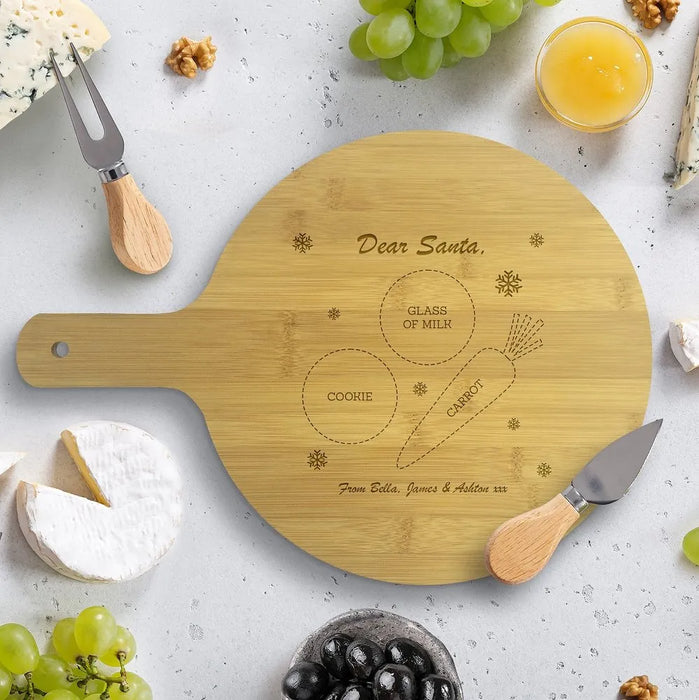 Santa Round Bamboo Serving Board