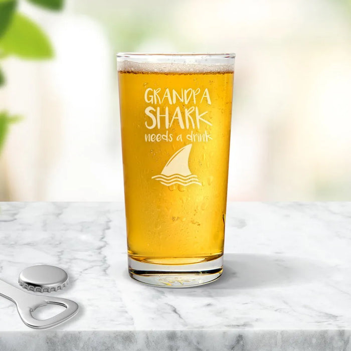 Shark Engraved Pint Glass