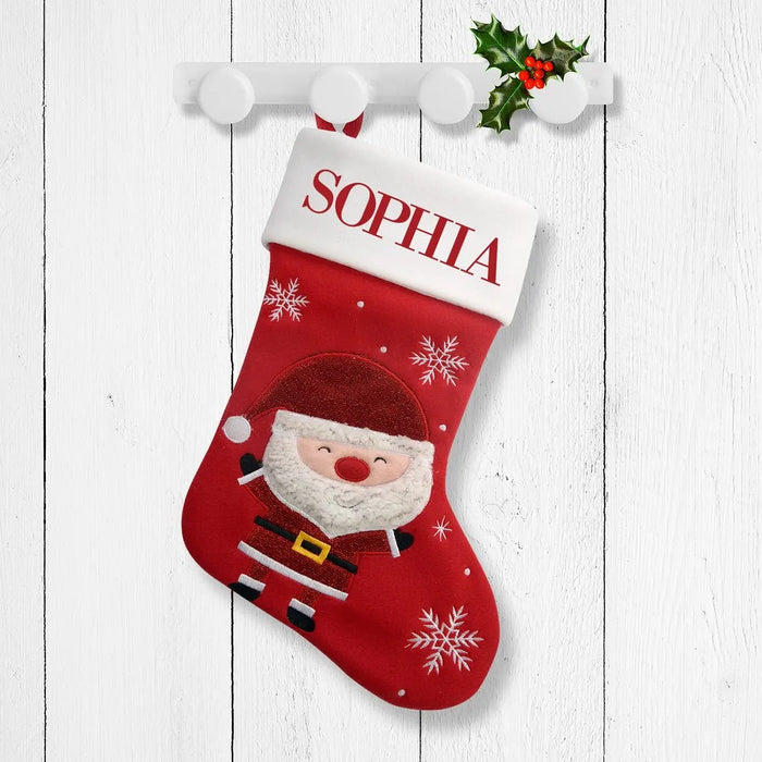 Smiley Santa Red Santa Stocking