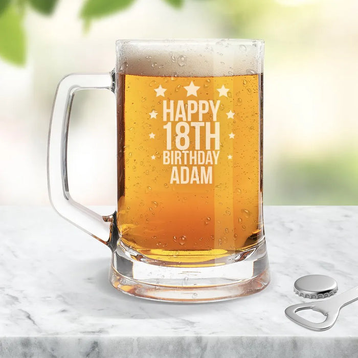 Star Birthday Glass Beer Mug