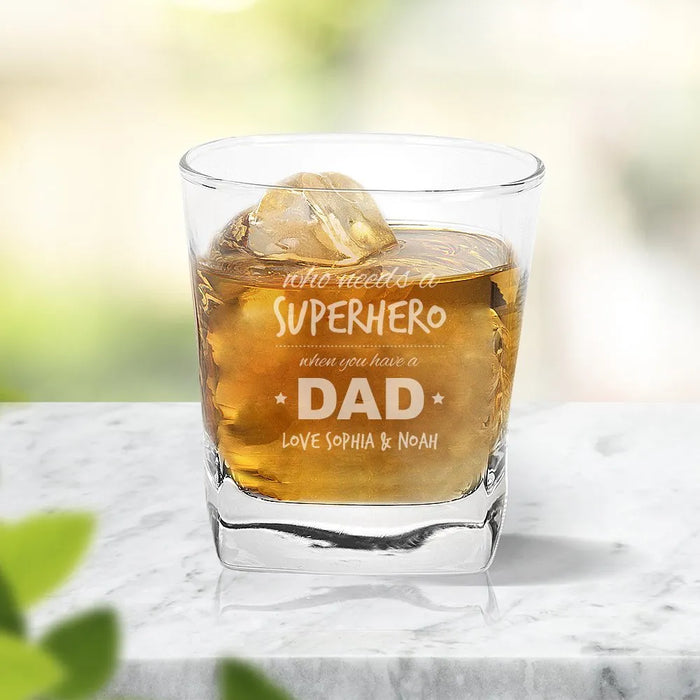 Superhero Engraved Tumbler Glass