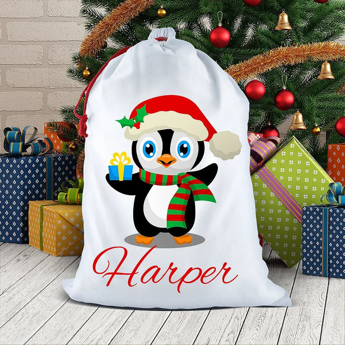 Penguin Santa Sack